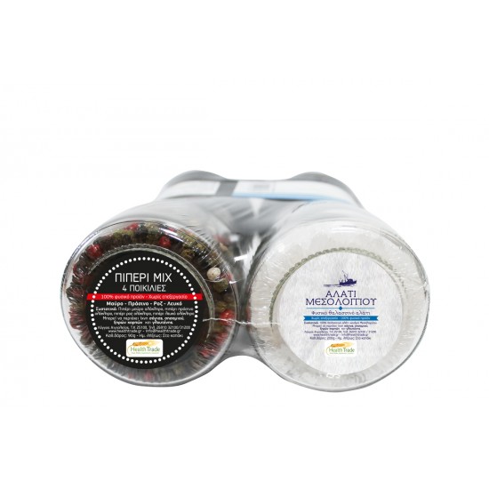 Σετ Μύλων Μείγμα 4 Πιπεριών 90gr & Αλάτι Χονδρό Μεσολογγίου 200gr 